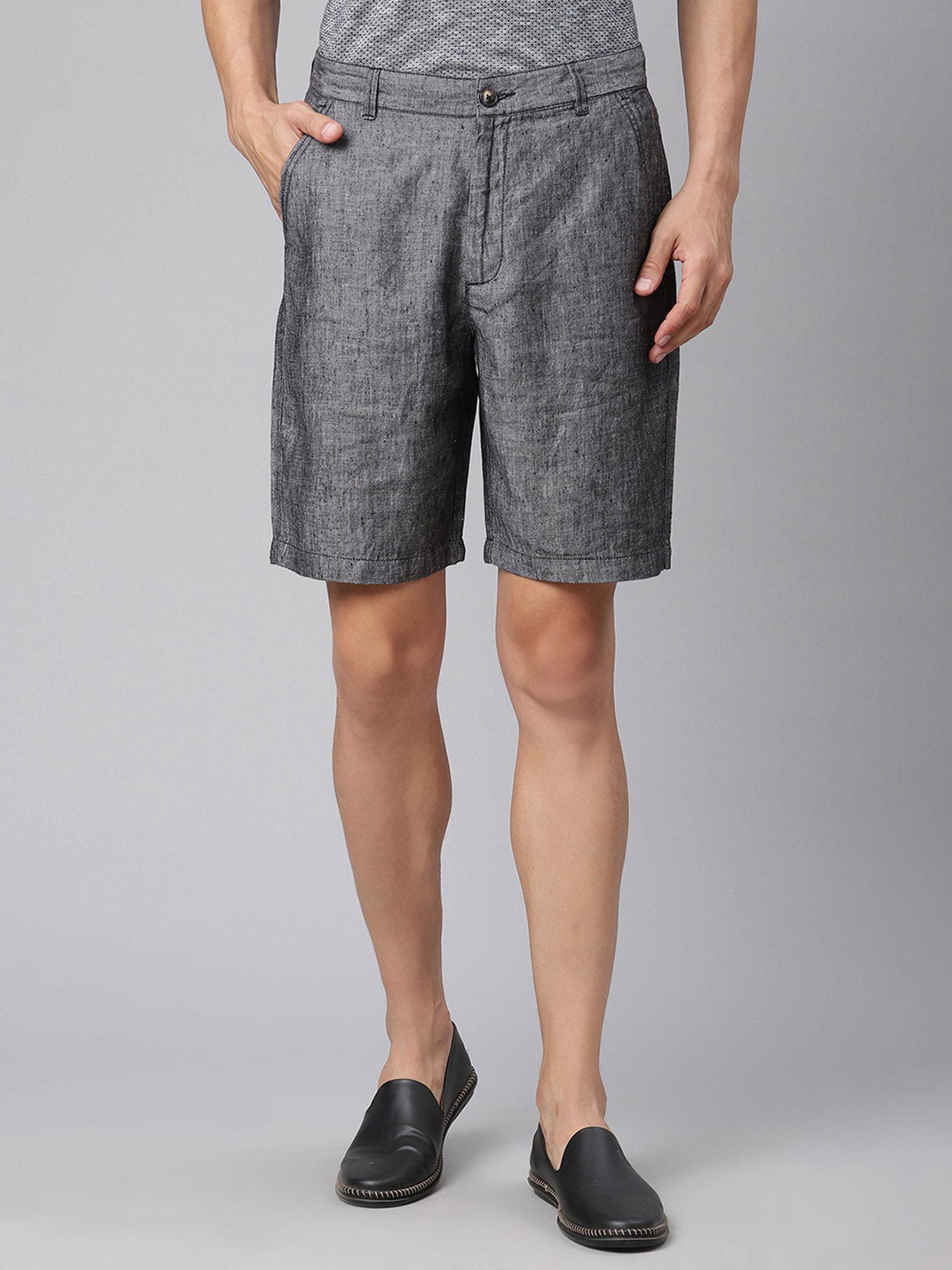 Charcoal Solid Regular Fit Shorts