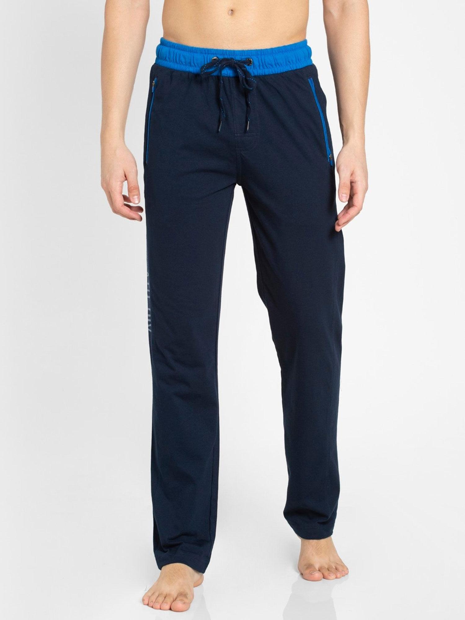 Navy & Neon Blue Sports Track Pant