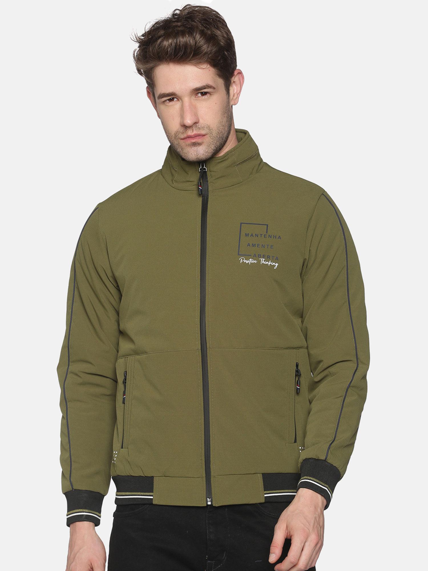 Men's Casual Olive Solid Jacket