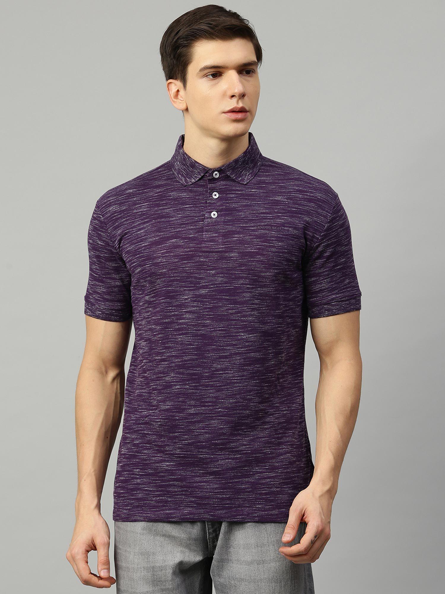 Purple Self Design T-Shirt