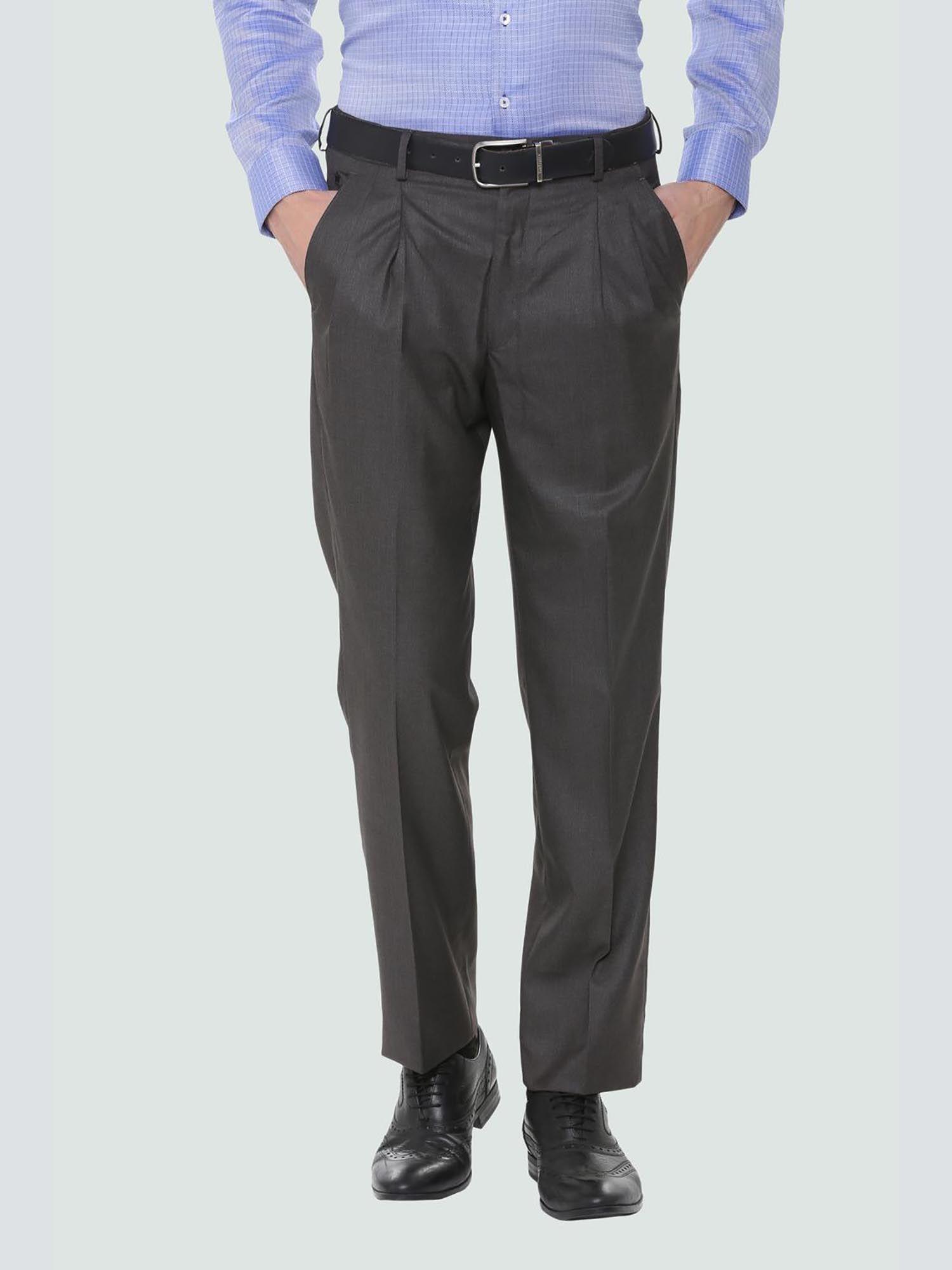 Grey Self Designed Formal Trouser