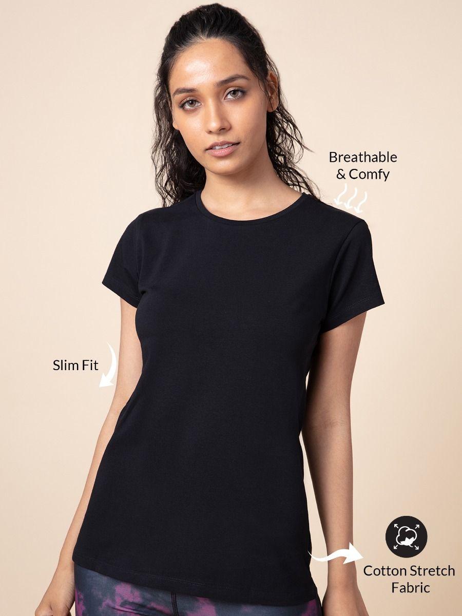 Essential Stretch Cotton Tee In Relaxed Fit , Nykd All Day-NYLE 047 - Black