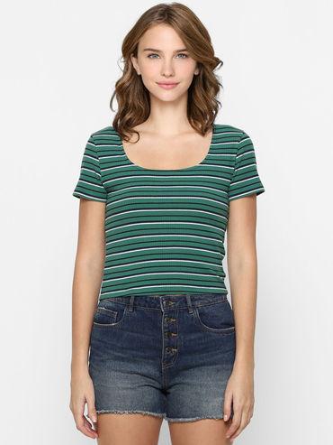 Green Striper Slim T-Shirts