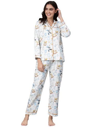 Baby Dior Women's Cotton Pyjama Set - White