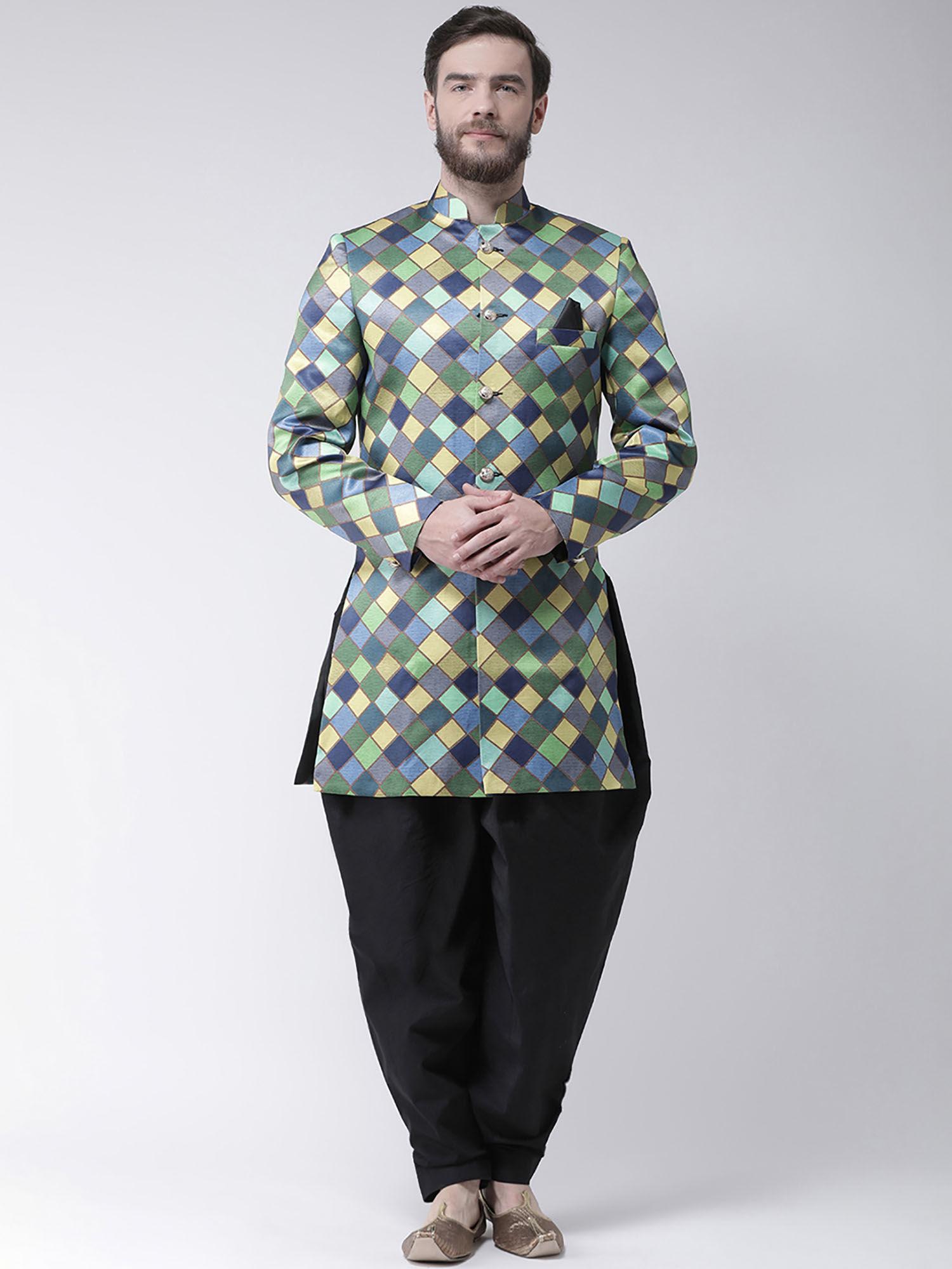 Multi-Color Printed Sherwani And Pyjama (Set of 2)
