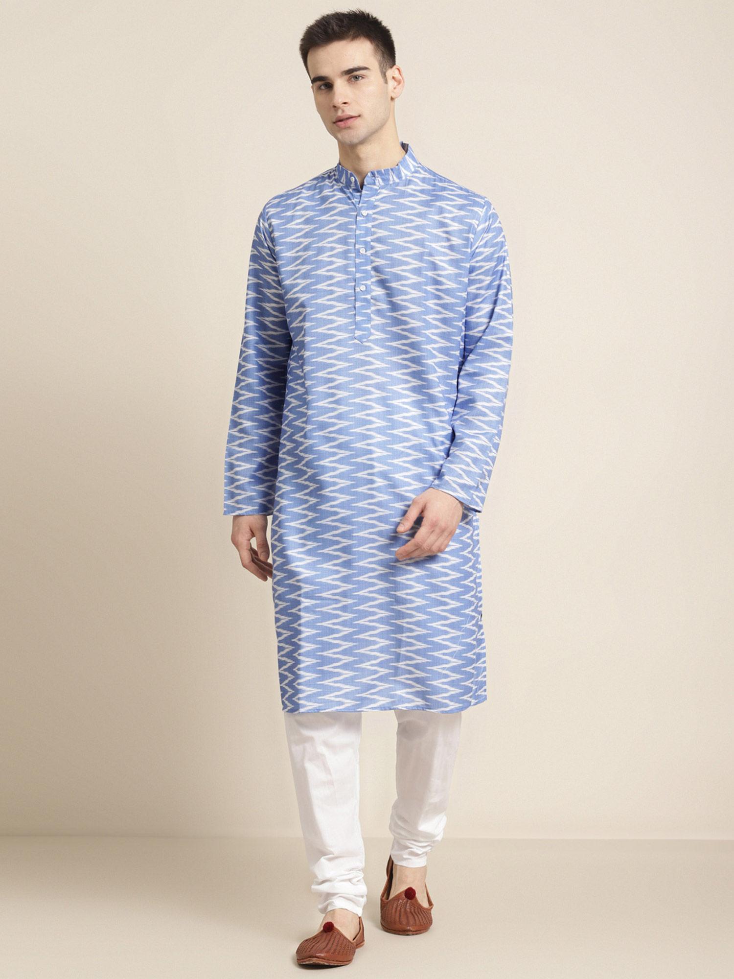 mens-cotton-sky-blue-printed-kurta-&-white-churidar-pyjama-(set-of-2)