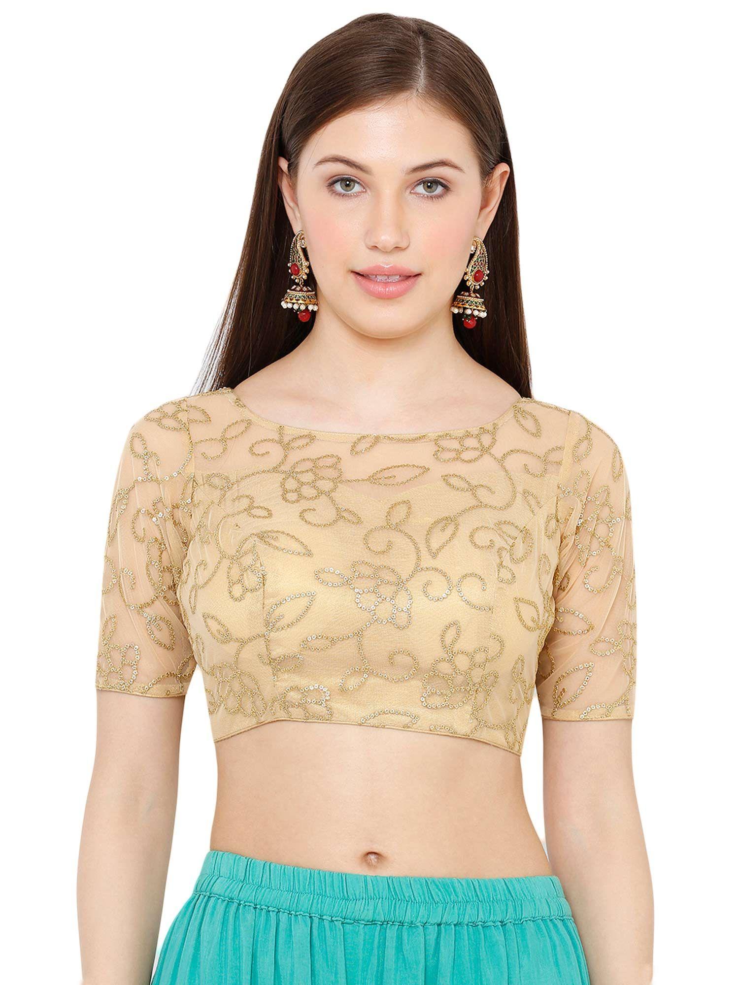 Gold Embroidered Stitched Blouse