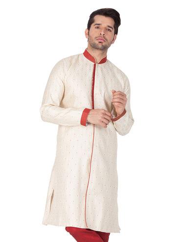 mens-beige-silk-blend-sherwani-only-top