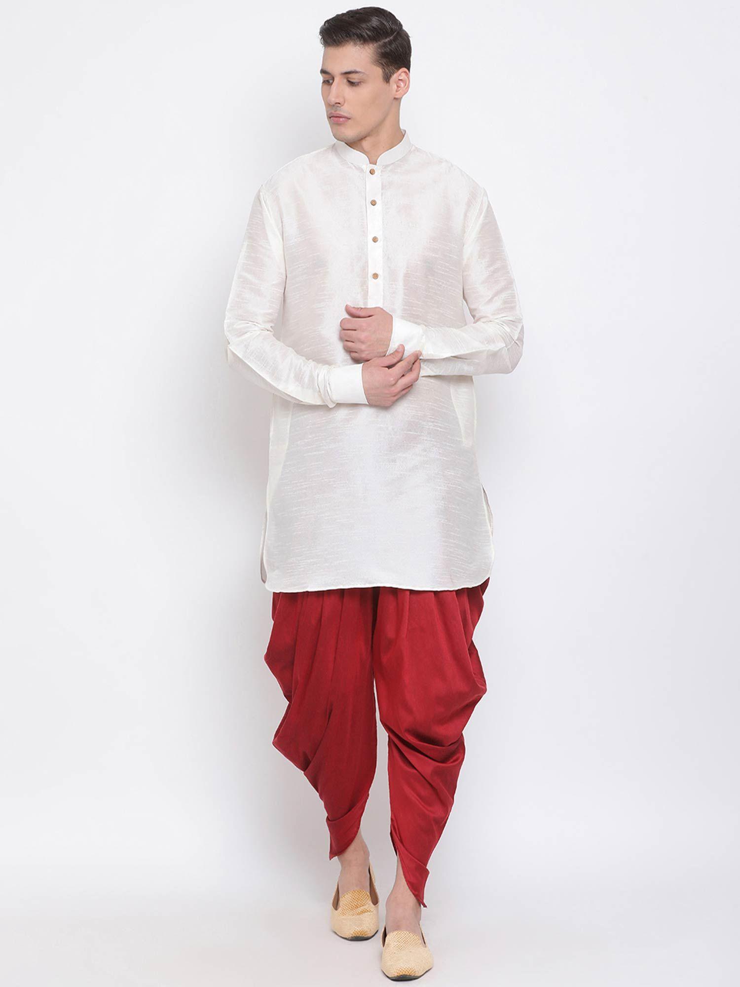 men's-cream-silk-blend-kurta-and-dhoti-(set-of-2)