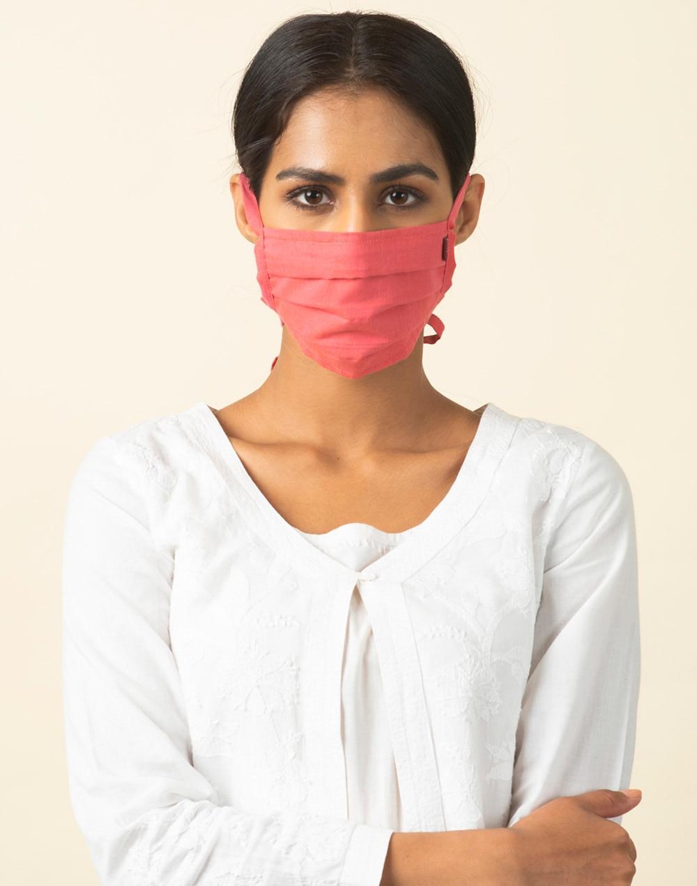 Cotton Pleated Set Of 4 Tie Back Mask