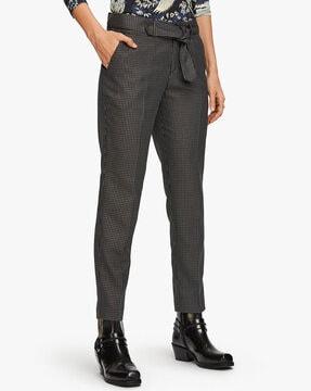 Checked Tailored Fit Tapered Flat-Front Trousers