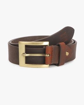 Genuine Leather Belt with Buckle Closure