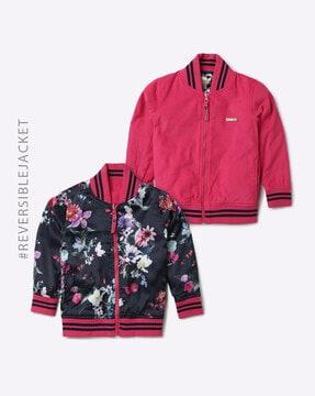 Floral Print Reversible Bomber Jacket