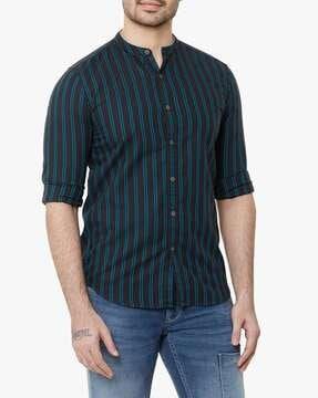 striped-slim-fit-shirt-with-band-collar