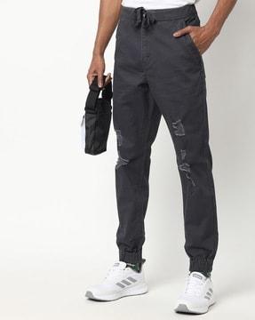 Distressed Joggers with Insert Pockets
