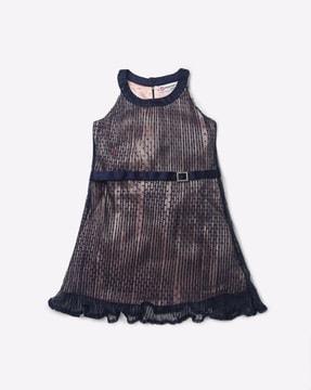 knife-pleat-a-line-dress-with-woven-net-overlay