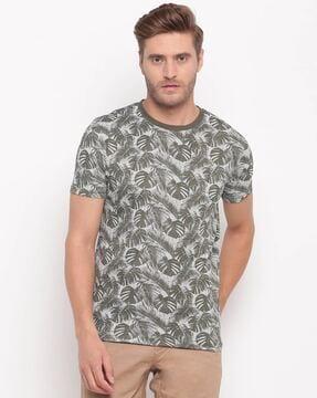 Tropical Print Slim Fit Crew-Neck T-shirt