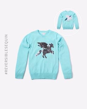 Flippy Sequins Embellished Crew-Neck Sweater