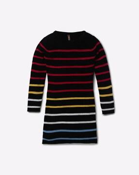 striped-crew-neck-sweater-dress
