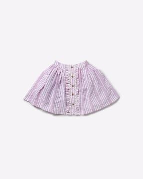 Stripe-Textured A-line Skirt with Patch Pocket