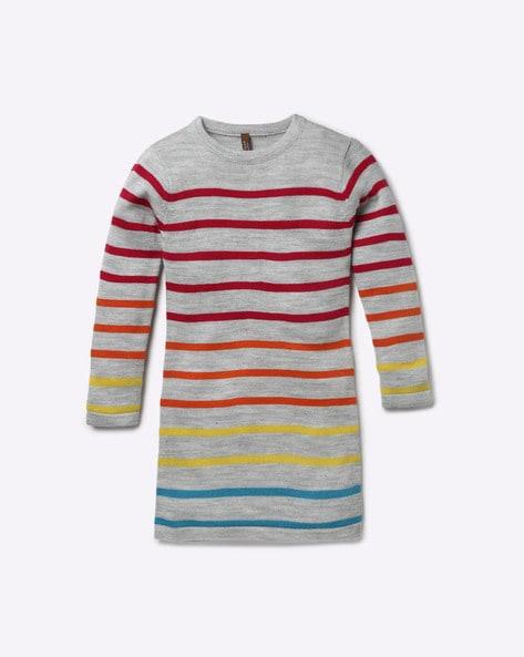 Striped Crew-Neck Sweater Dress