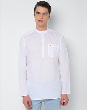 slim-fit-shirt-kurta-with-patch-pocket