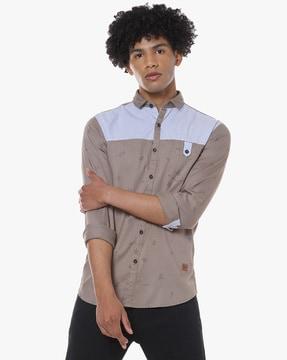 Colourblock Shirt with Patch Pocket