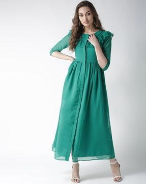 round-neck-gown-dress-with-ruffled-panel