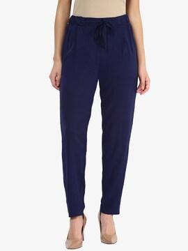 Solid Relaxed Fit Pants with Drawstring Closure