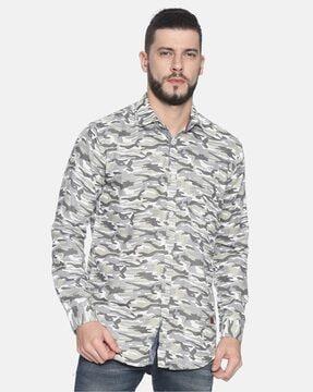 Camouflage Print Shirt with Patch Pocket