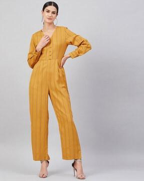 Striped Jumpsuit with Full Sleeves