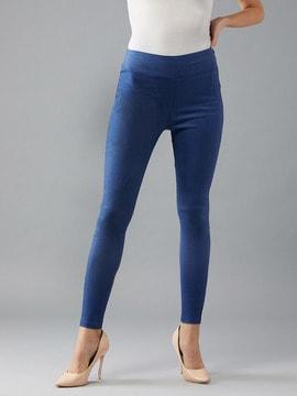 Textured High-Rise Skinny Jeggings