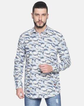 Camouflage Print Shirt with Patch Pocket