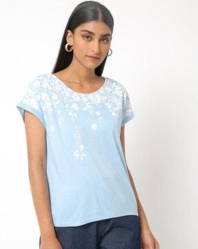 T-shirt with Placement Floral Print