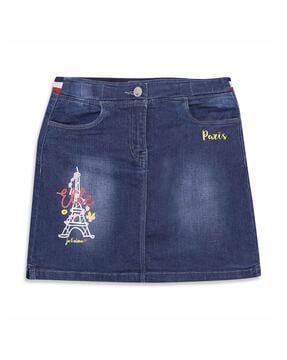 A-line Denim Skirt with Pockets