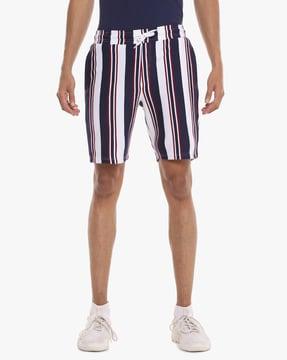 striped-drawstring-waistband-shorts