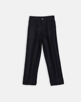 Textured Slim Fit Trousers with Insert Pockets