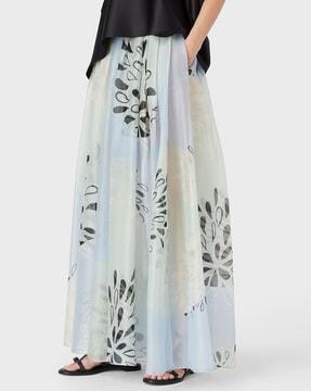 floral-print-flared-maxi-skirt