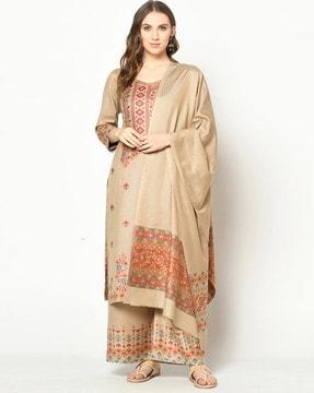Acro Wool Woven Suit & Dupatta Unstitched Dress Material