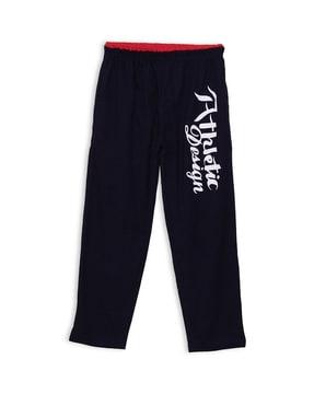 Typographic Print Track Pants with Elasticated Waistband