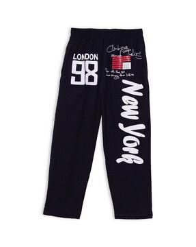 Graphic Print Track Pants with Elasticated Waistband