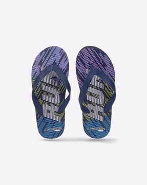 Typographic Print Thong-Strap Slippers