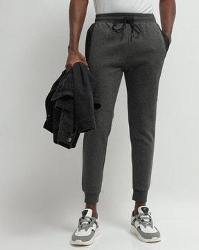 heathered-slim-fit-joggers-with-reflective-print