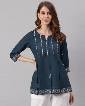 Embroidered V-neck Tunic