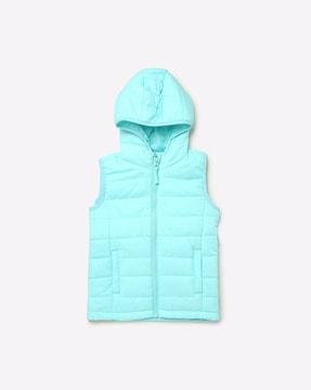 Zip-Front Hooded Puffer Jacket