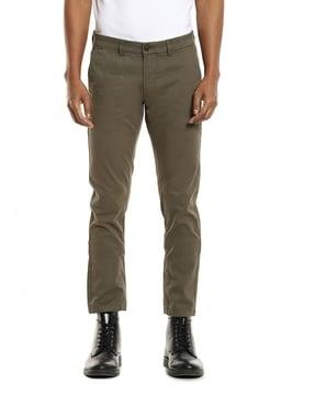 Flat-Front Casual Trousers with Insert Pockets