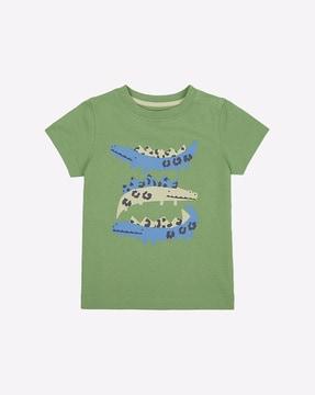 crocodile-print-round-neck-t-shirt