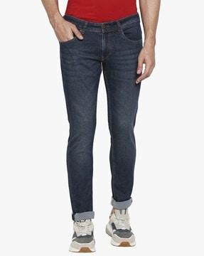 Mid-Rise Washed Slim Fit Jeans