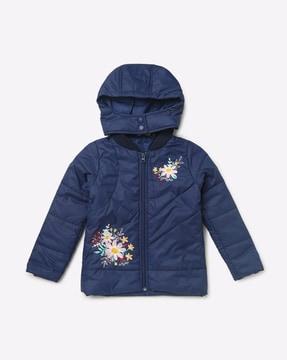 Quilted Hooded Jacket with Embroidery