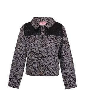 Animal Print Jacket with Lace Trim